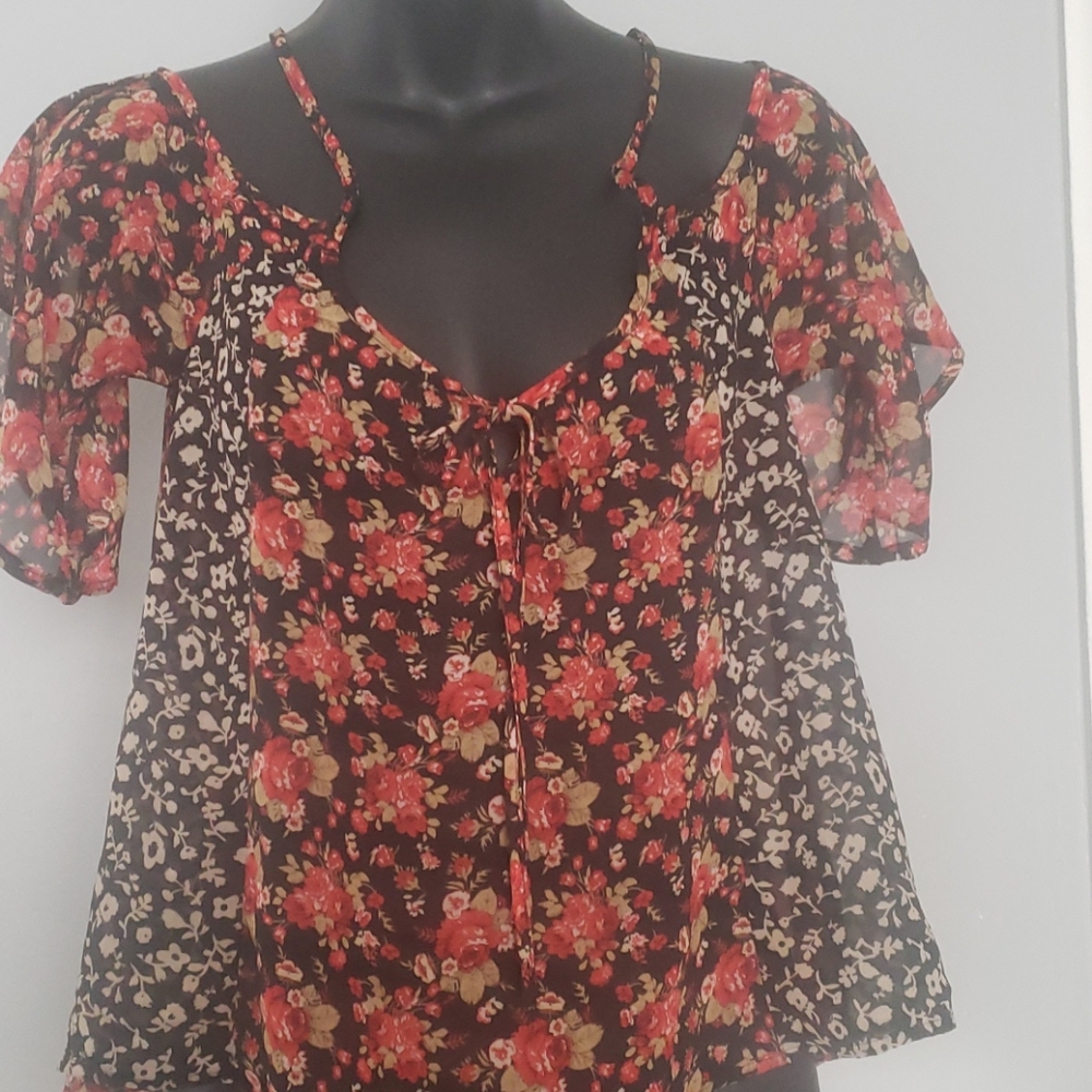 Sheer floral blouse